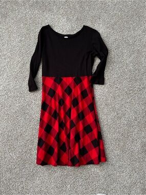 Old Navy Black & Red Buffalo Plaid Fit-and-Flare Kids Dress